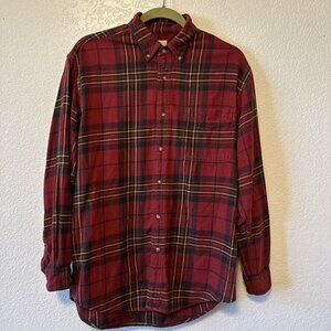 REI Soft Mens Med Red Flannel Shirt Plaid Long Sleeve Button Up Outdoor Tarten